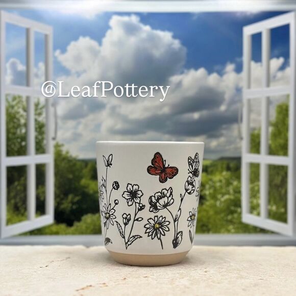 Floral Red Butterfly Ceramic 18oz Mug - Picture 3 of 10
